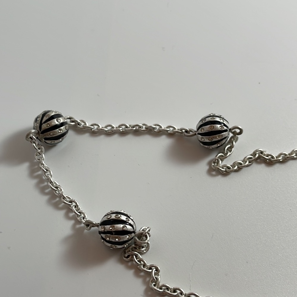 Baskin Brothers Silver Tone Chain Black Sphere Rhinestones Necklace w/ earrings - Picture 13 of 14